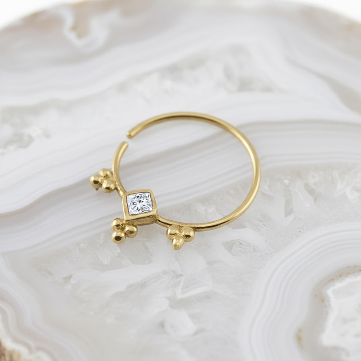 Diamond Nose Ring – 14k Gold Indian Style Nose Hoop With Conflict-Free Diamond