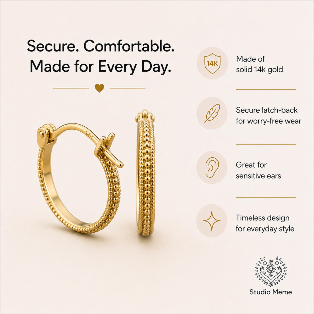 Solid 14k gold hoop earrings benefits