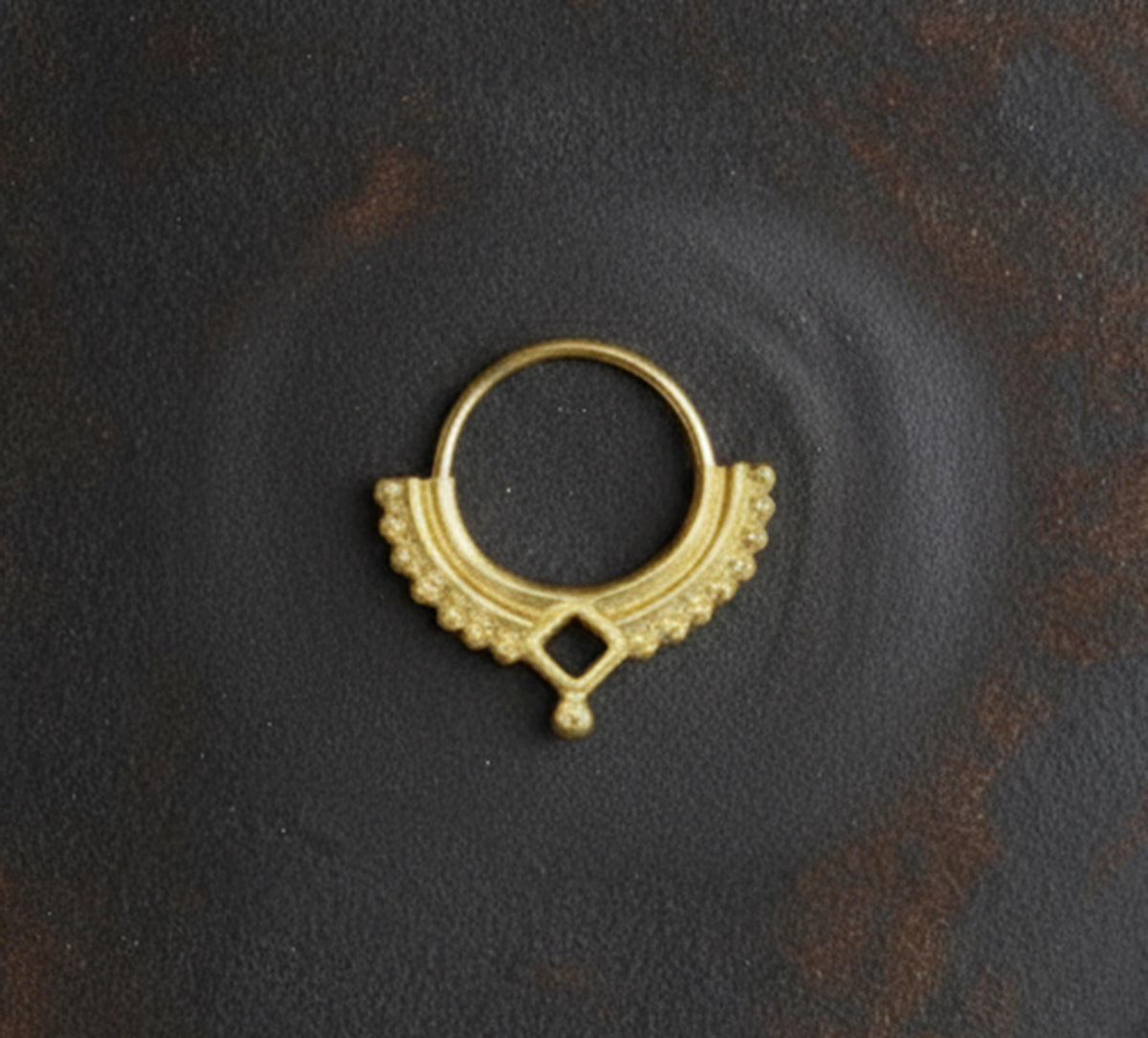14k Gold Septum Ring - Beaded Tribal Hoop | Custom Gauge, Minimalist Piercing