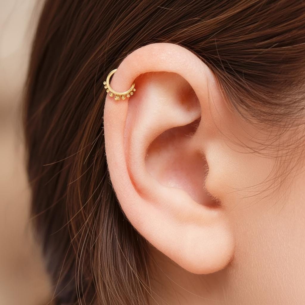 14k Gold Helix Hoop – Solid Gold Cartilage Piercing Jewelry, Nickel Free