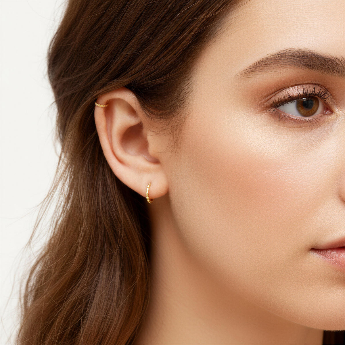 Gold Helix Hoop - Solid 14k Gold Cartilage Ring | Dainty Small Hoops