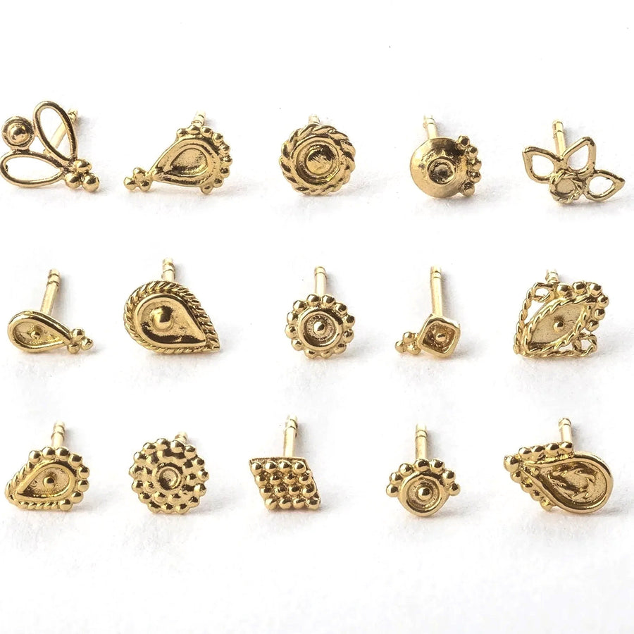 14k Gold Stud Earrings – Solid Gold Studs | Mix & Match Yellow, Rose & White