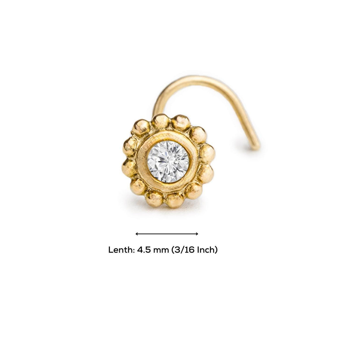 Diamond Nose Stud - Customizable 14k Gold, 2mm Fair Trade Diamonds | Yellow, Rose, White