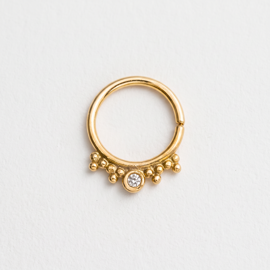 Diamond Septum Ring - Solid 14k Gold Rose Or White | Dainty Handmade Hoop