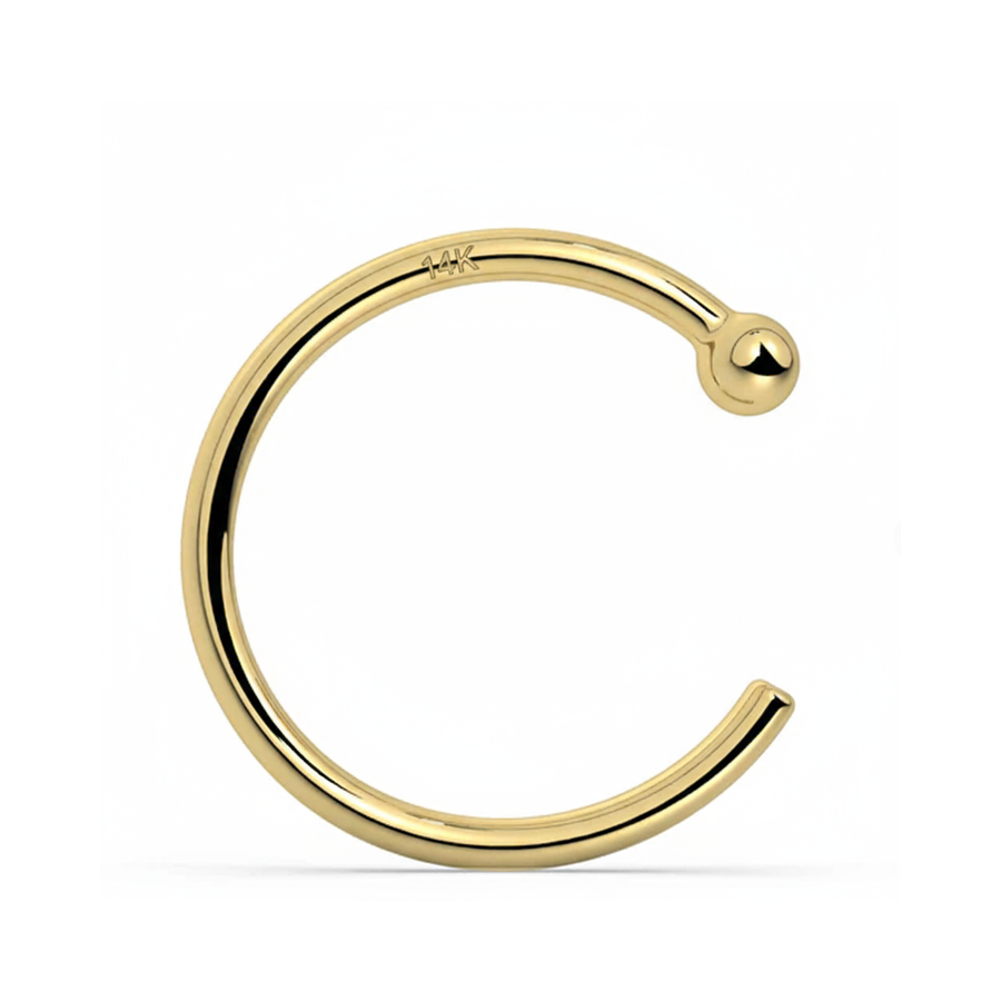 14K Gold Nose Ring - Handcrafted Solid Gold Hoop, Comfortable Nickel Free Fit
