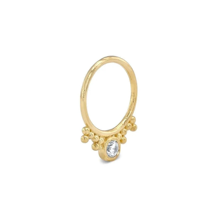 Diamond Septum Ring - Solid 14k Gold Rose Or White | Dainty Handmade Hoop