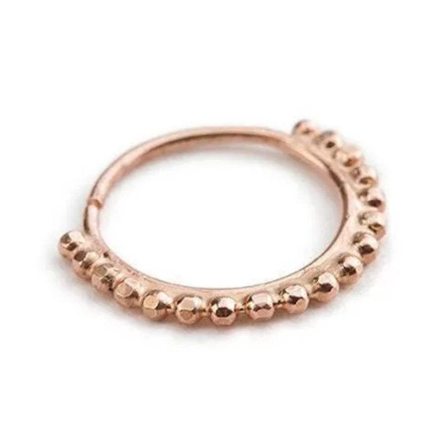 Rose Gold Nose Hoop - Solid 14k Indian Handmade Nostril Piercing Jewelry