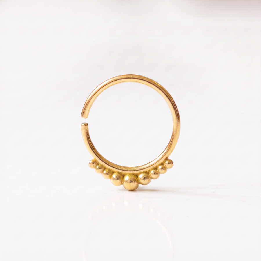 Beaded Gold Nose Ring - Solid 14k Gold Hoop | Handmade, Tarnish Resistant Jewelry