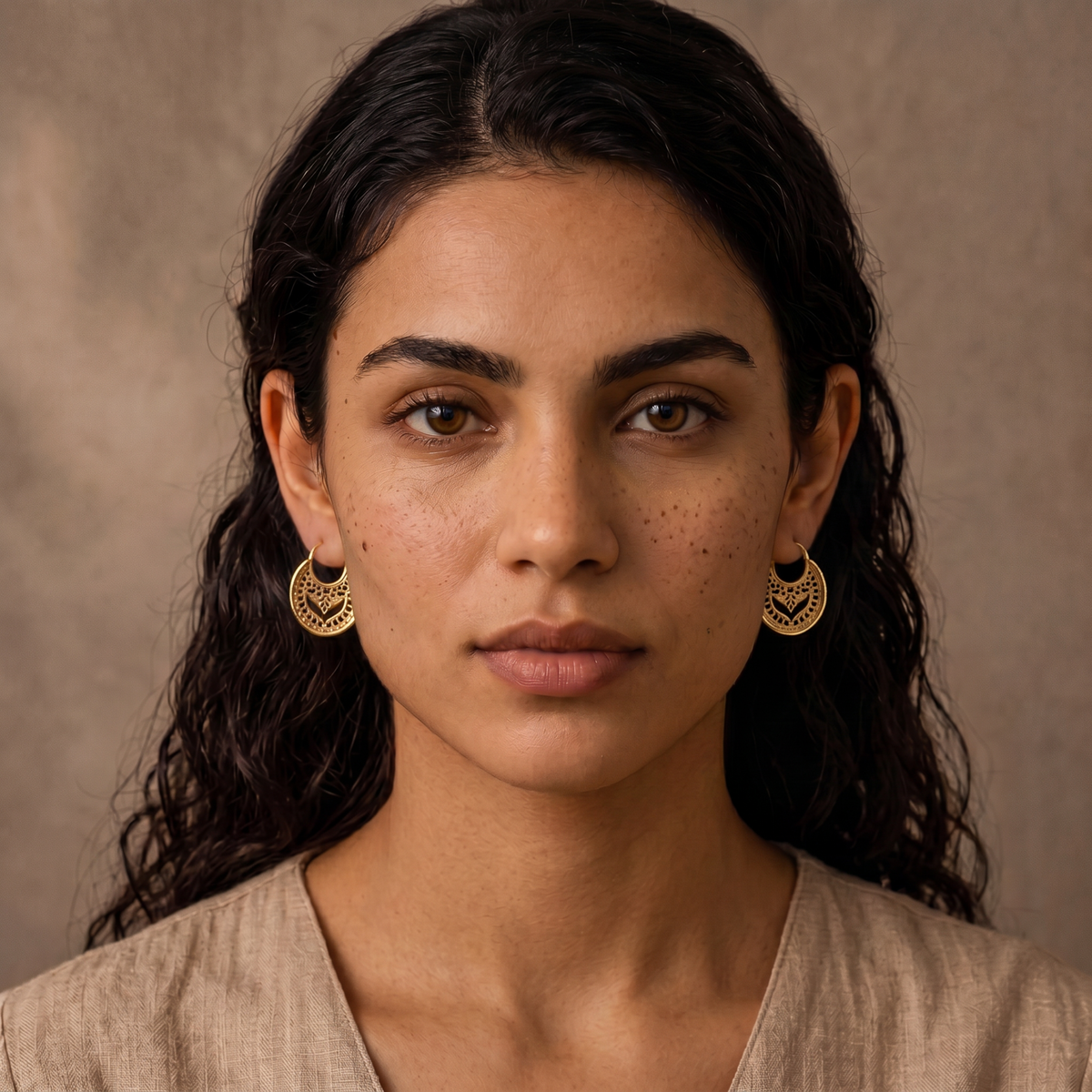 Gold Vermeil Mandala Hoop Earrings