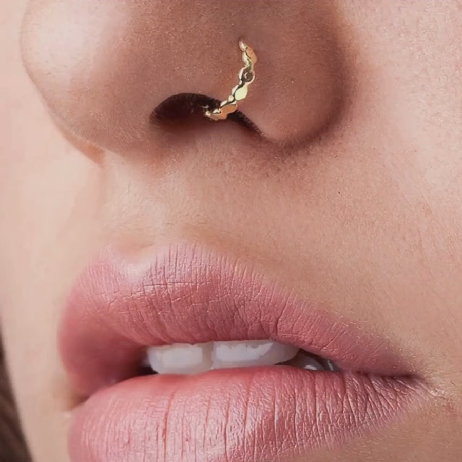 Silver Nose Hoop - Handmade Hammered Design | 20 Gauge Piercing, Small