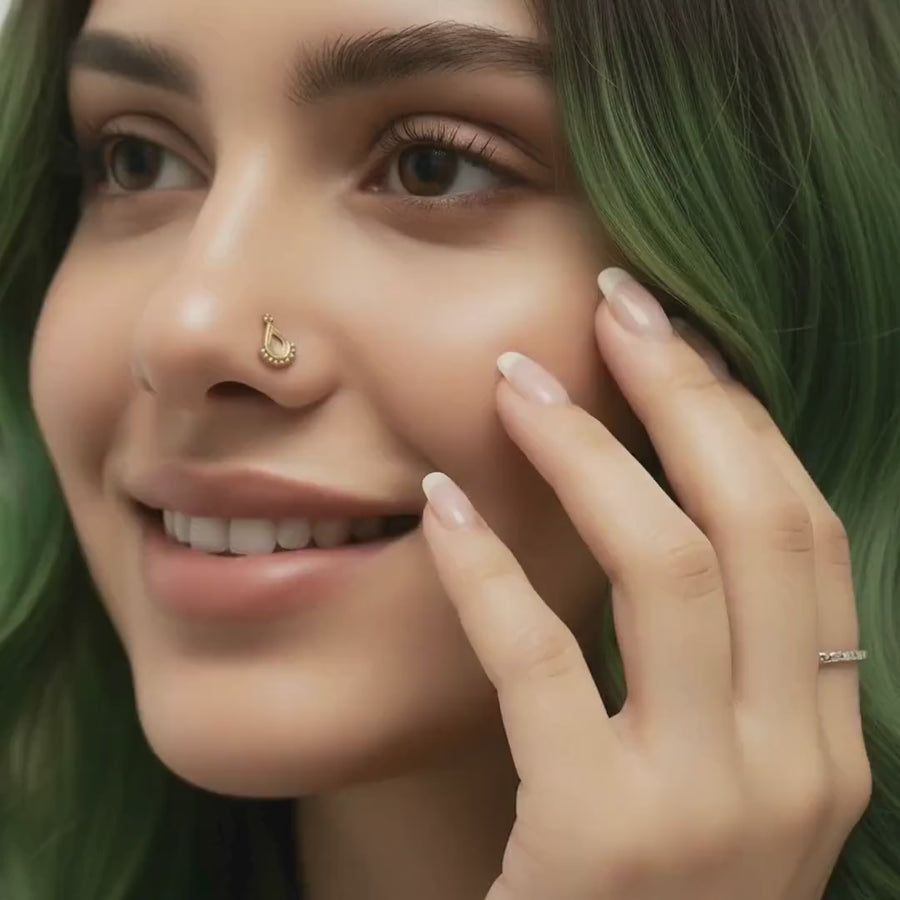 Solid Gold Nose Stud – 22k Gold Nose Ring, Indian Style Dainty Jewelry