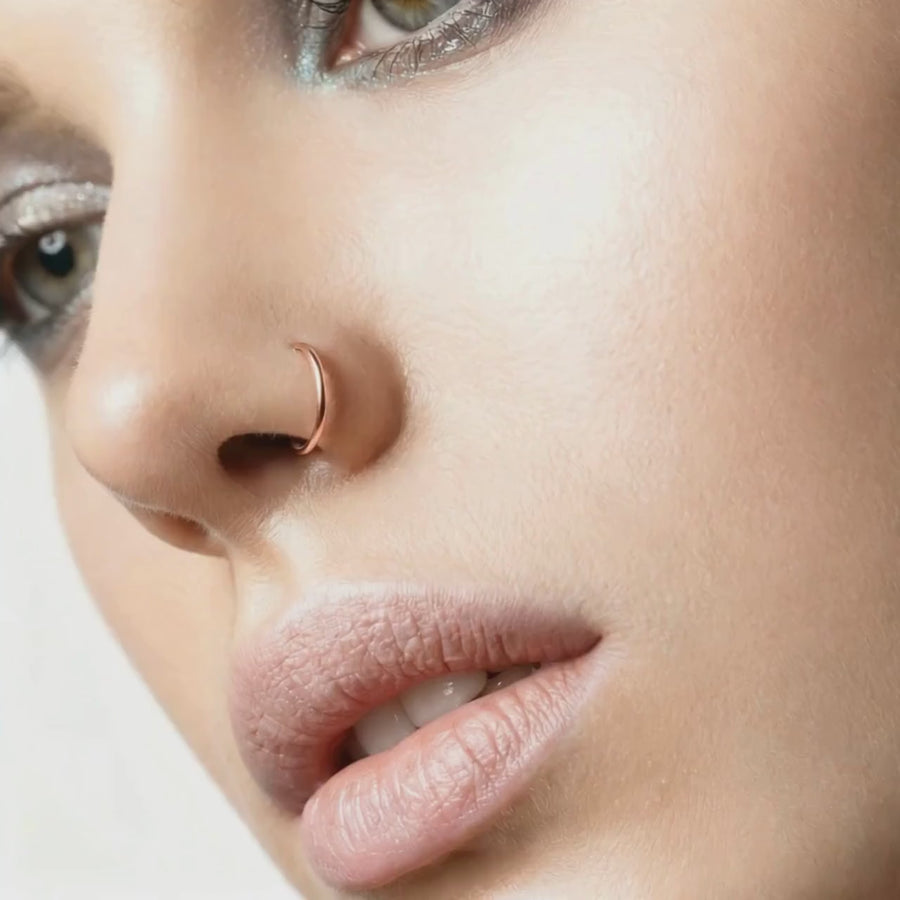 Rose Gold Nose Hoop - Solid 14k Endless Nostril Ring | Handmade Dainty Jewelry
