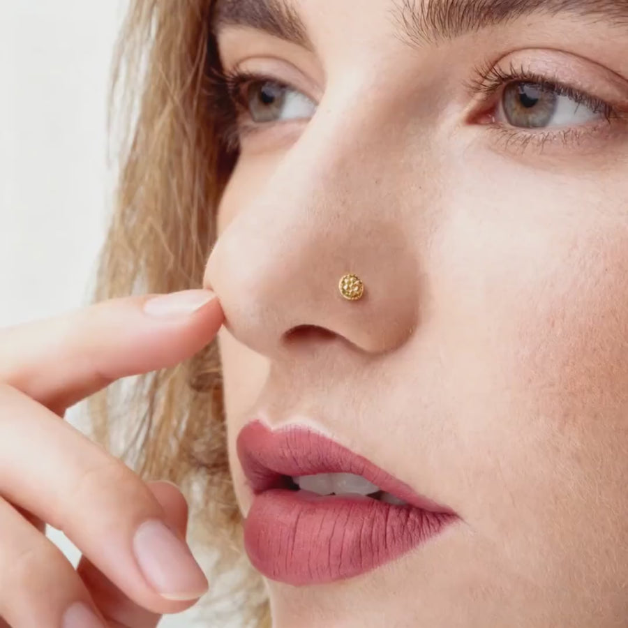 Tribal Nose Stud - Solid 14k Gold Rose Jewelry | Dainty Handmade Stud