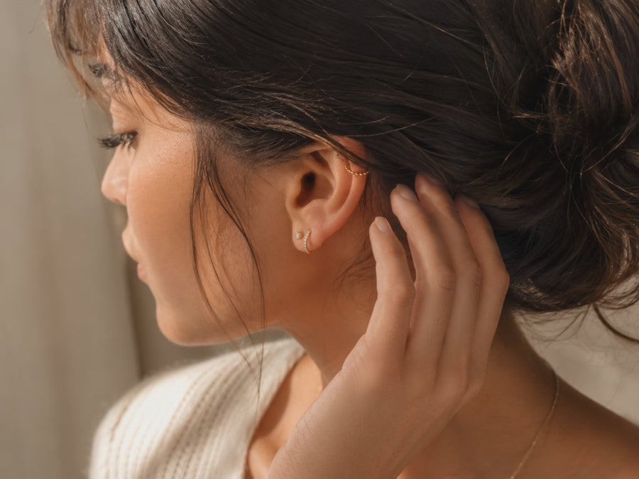 Gold Cartilage Earring – Dainty Boho Helix Ring | 14K Solid Gold