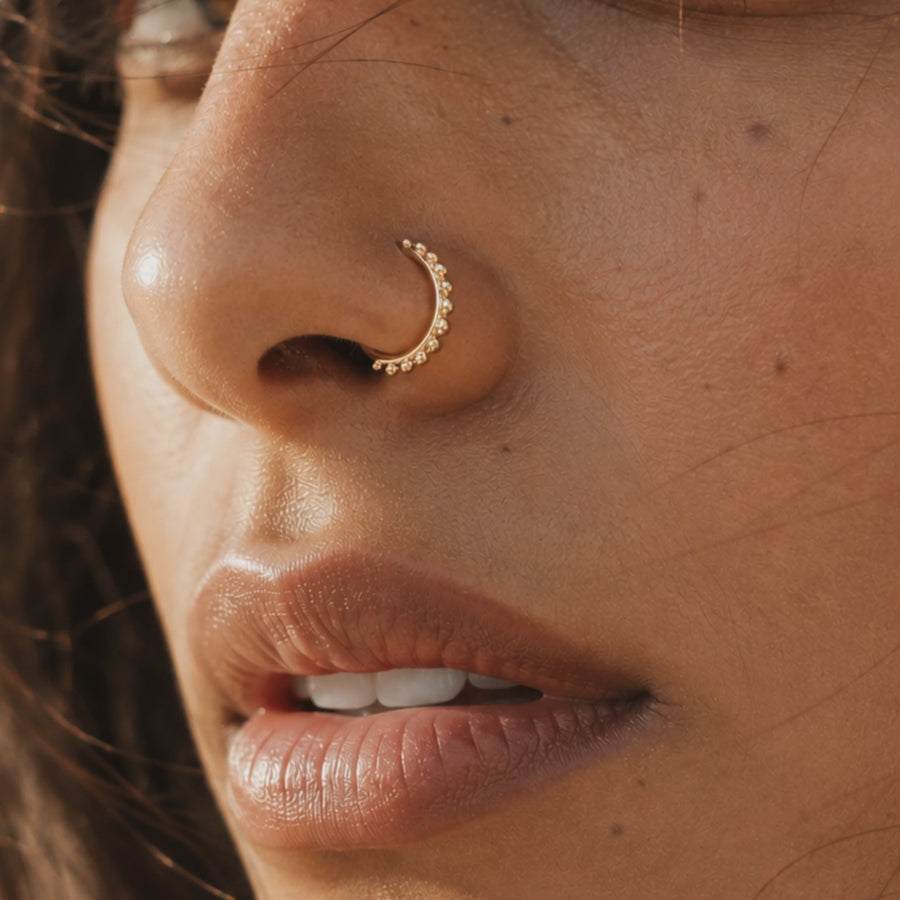 Indian Nose Ring Solid Gold 14k Dainty Hoop – Handmade Body Jewelry