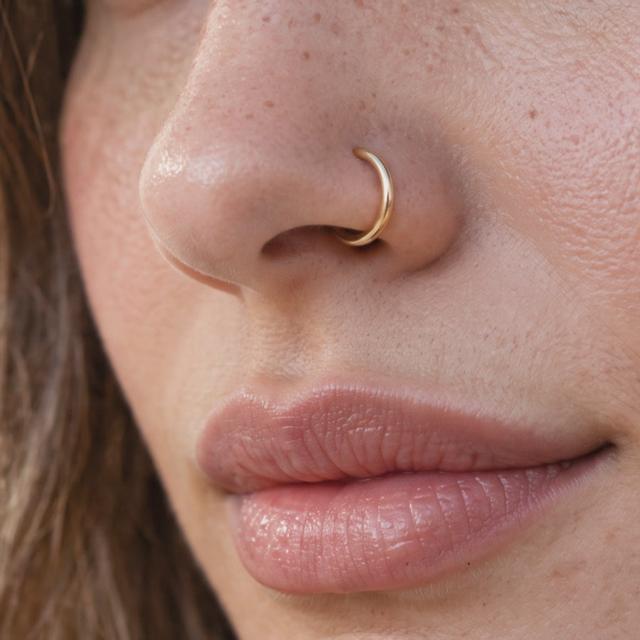 Solid 14K Gold Nose Hoop | Yellow, Rose & White Gold | Custom Gauge