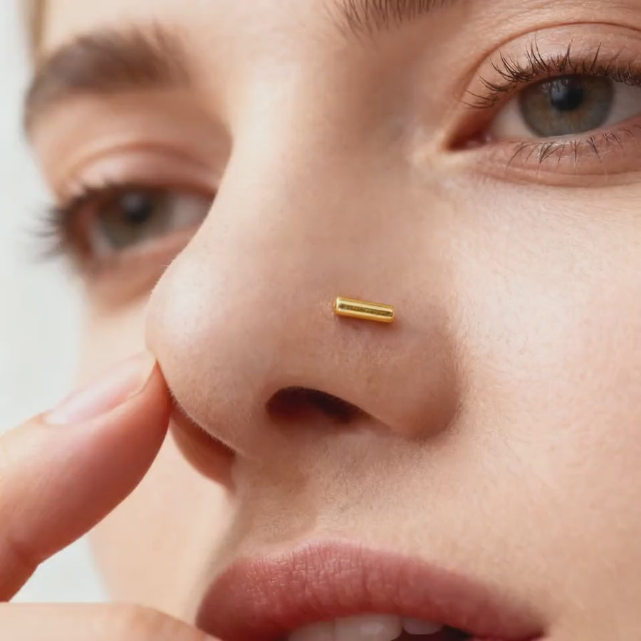 14K White Gold Nose Stud - Dainty Handmade Minimalist Nose Jewelry for Everyday Wear