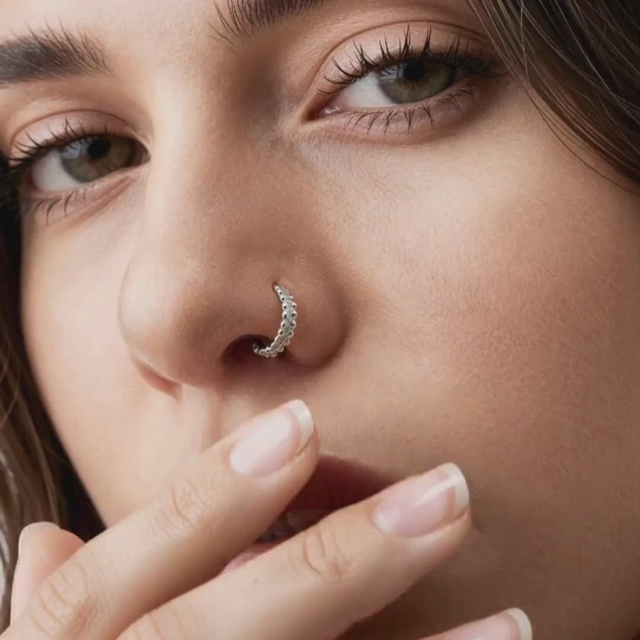 Sterling Silver Nose Ring – Handmade Small Wide Nose Hoop, 20 Gauge Jewelry