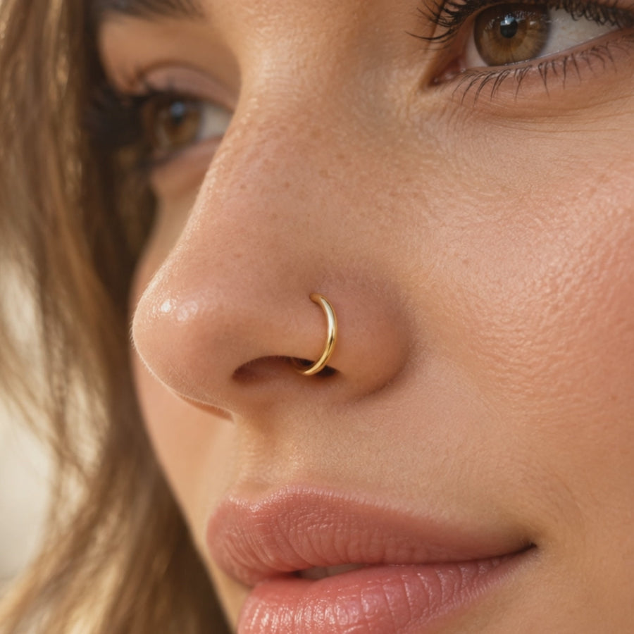 Solid 18k Gold Nose Hoop – Handmade Delicate Endless Nose Ring