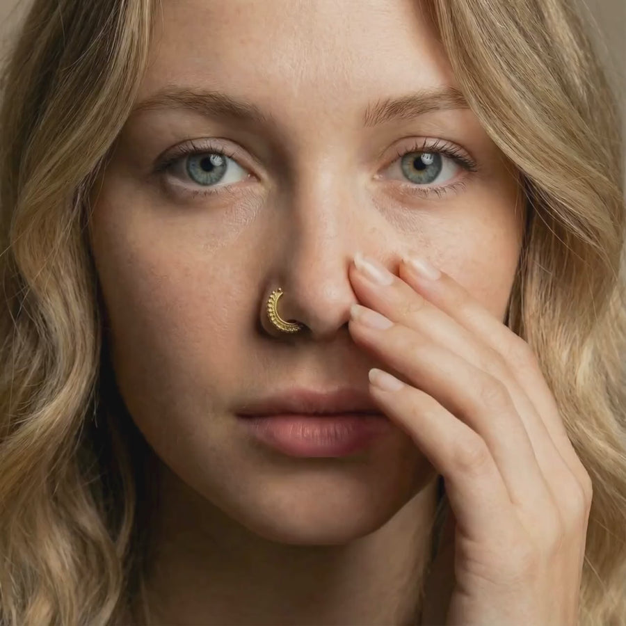 Indian Nose Ring | Solid 14k White Gold Dainty Hoop - Handmade Piercing Jewelry