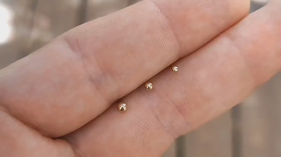 Solid Gold Nose Stud - Minimalist Tiny Ball Stud | 14k, 18k, 22k Options