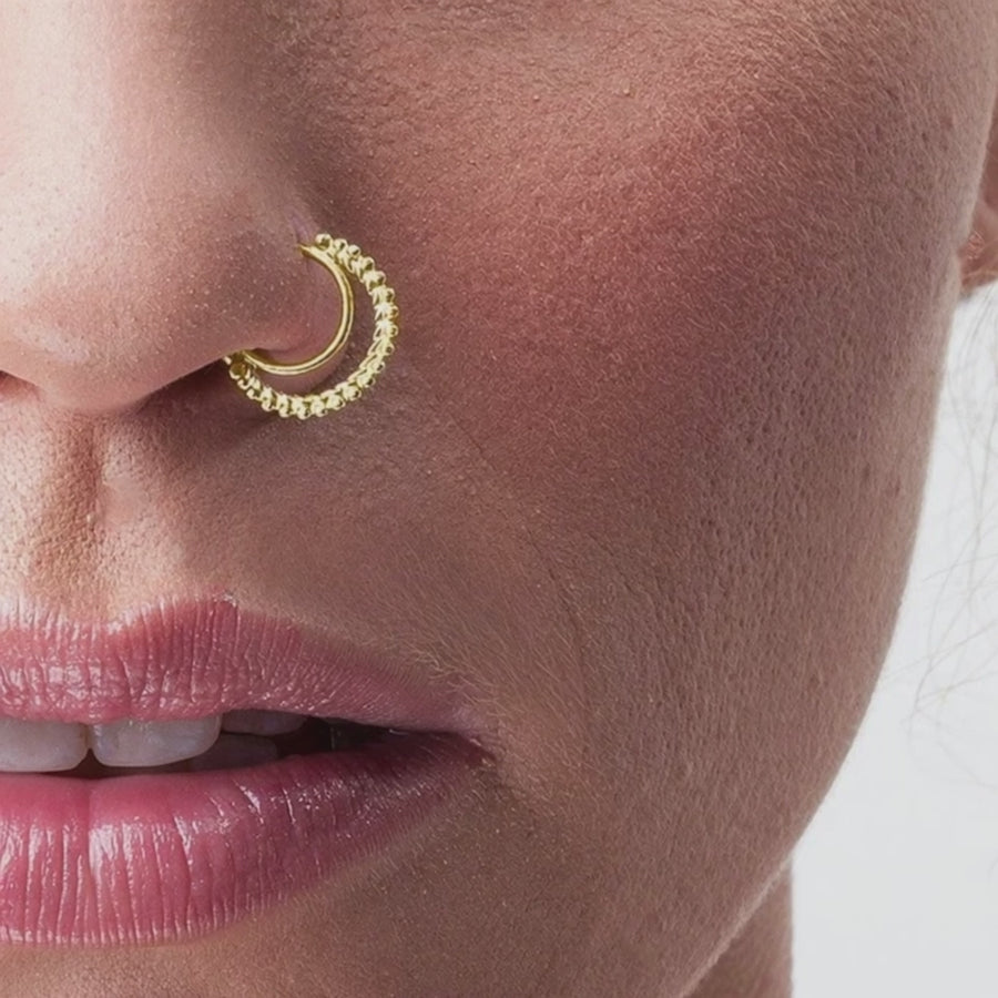 14k Gold Nose Ring - Indian Style Dainty Hoop | Solid Yellow Gold Jewelry