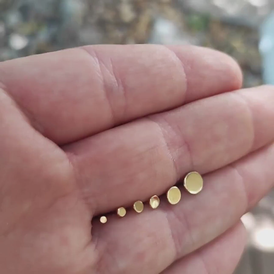 14k & 18k Gold Disc Earrings - Sizes 1.5mm to 6mm