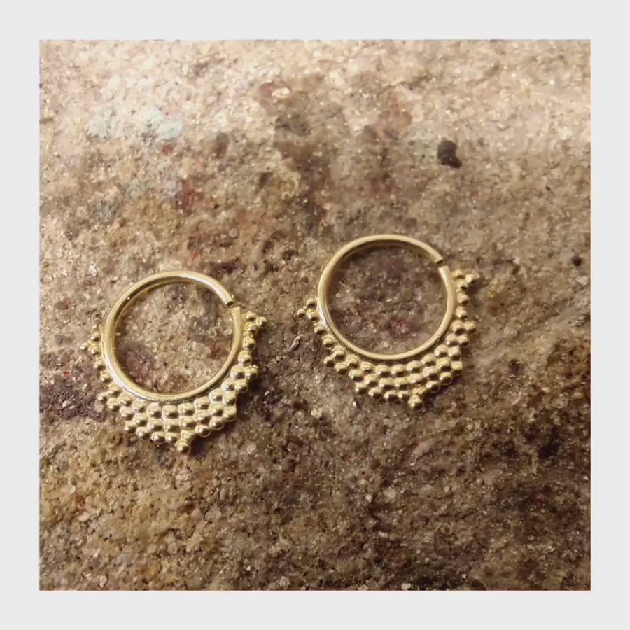 14k Gold Daith Earring – Delicate Tribal Hoop With 8mm Inner Diameter