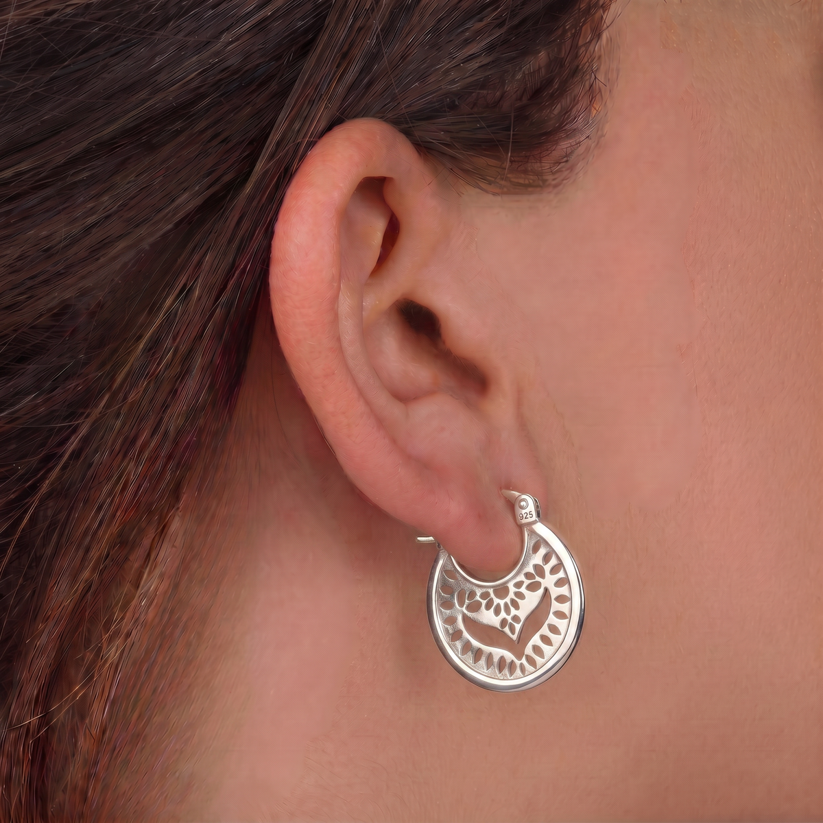 Gold Vermeil Mandala Hoop Earrings