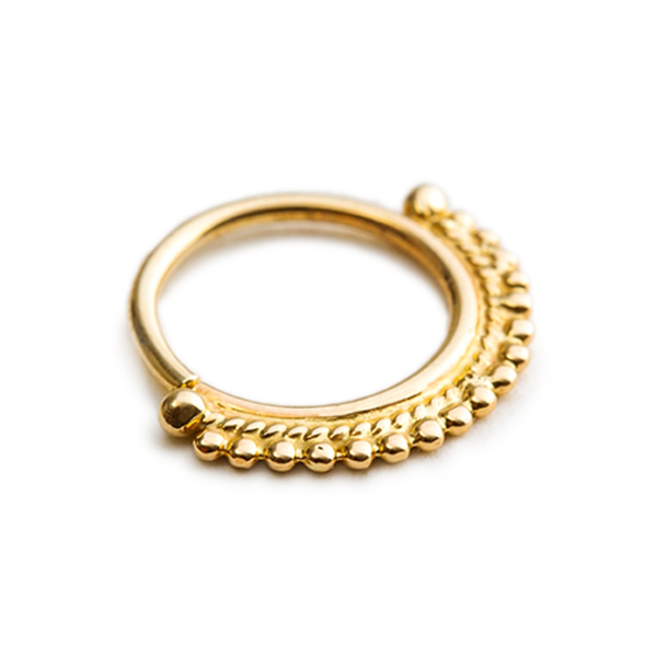 Ethnic Design 4 CZ Studded Nose Hoop Ring - 14k Solid Real Yellow Gold –  Karizma Jewels