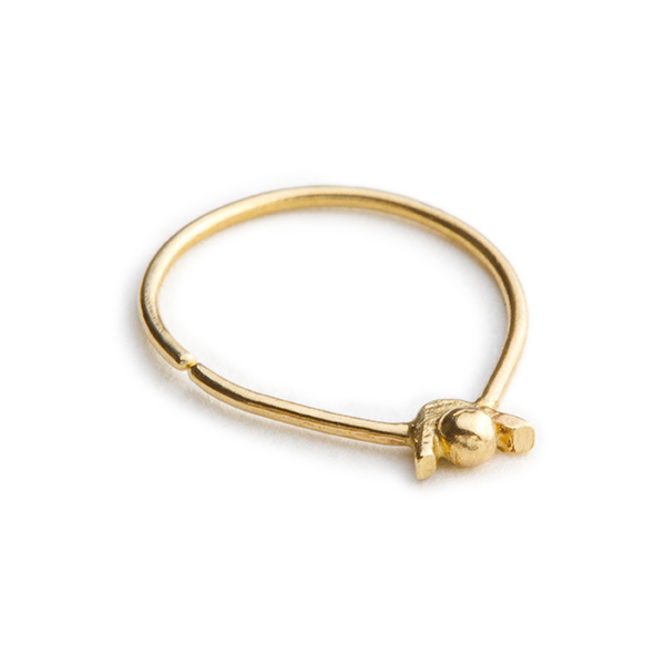 14k Gold Cartilage Ring – Dainty V Shape Solid Gold Ear Jewelry Handmade