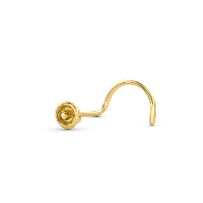14k Solid Gold Fashionable Discreet Nose Stud - O'