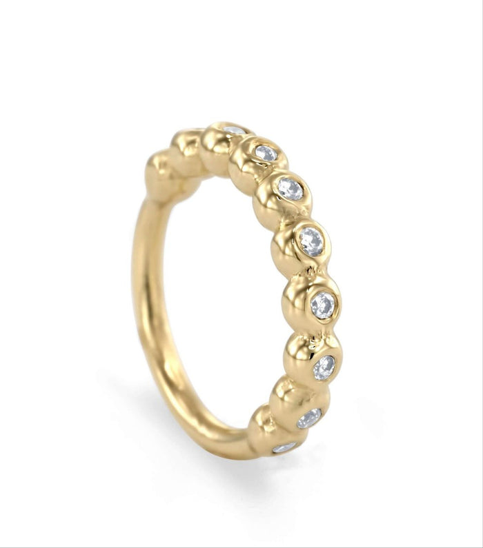 14K Gold Nose Ring Jewelry With Diamonds Accent - Alexia