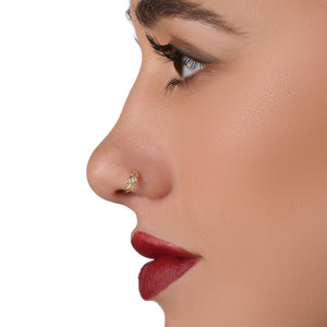 Diamond Nose Ring with Leaves Pattern - Patta