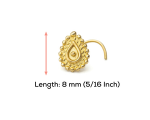 14k Solid Gold and Enamel Indian Style Nose Stud Jewelry - Victoria