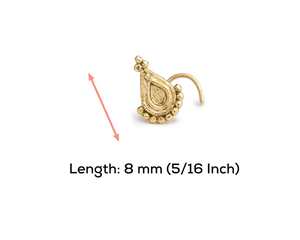 14k Gold Teardrop Design Nose Stud Jewelry - Angelina
