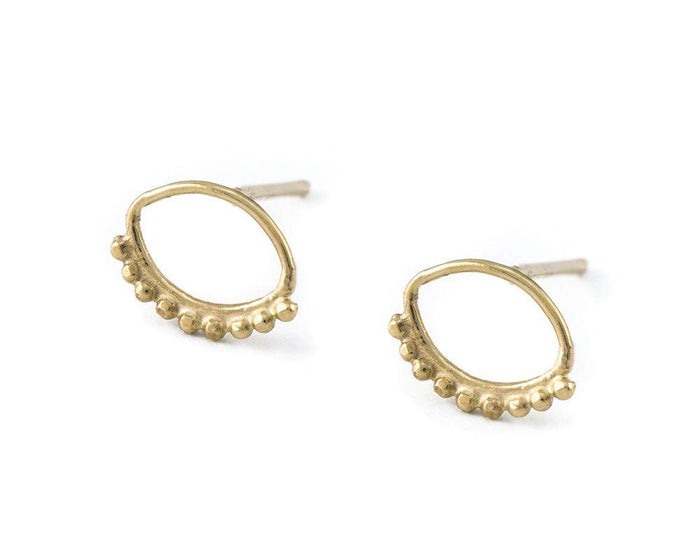 Evil Eye Earrings - Small 14k Gold Tribal Studs | Aya Dainty Jewelry