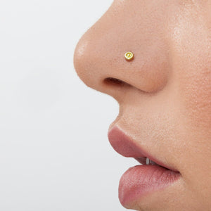 14k Solid Gold Fashionable Discreet Nose Stud - O'