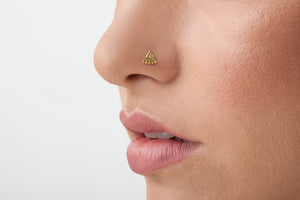 14K Solid Gold Triangular Ethnic Nose Stud - Mid