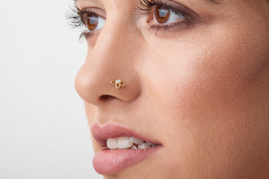 Diamond Lotus Nose Stud in 14k Gold - Lucie