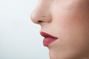 14 K Gold Bar Pierced Nose Stud Jewelry - Bia