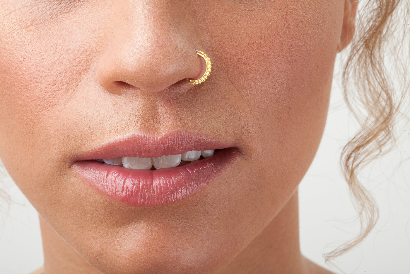 Tiny Secret Nose Hoop Ring in 14k Gold | Maison Miru