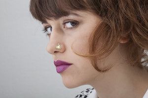 14k Gold Tribal Teardrop Large Nose Stud Jewelry - Layla