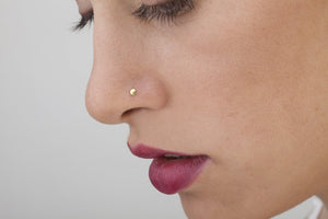 14k Solid Gold Miniature Disk Nose Stud Jewelry - Tina