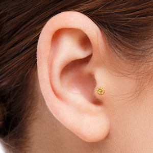 14k Solid Gold Sun Tragus Piercing Earring - Adele