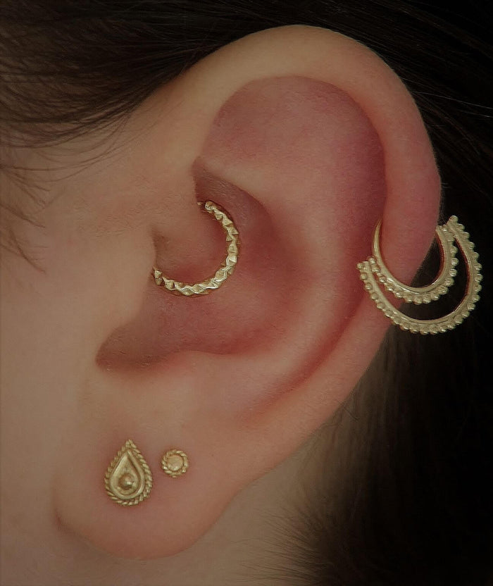 Gold Earrings Set for Multiple Piercings