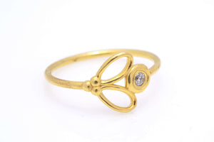 Delicate 14k Gold Diamond Engagement Ring - Mouttie