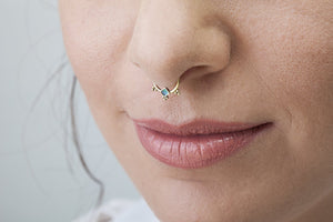 14k Solid Gold And Enamel Septum Nose Jewelry - Kai