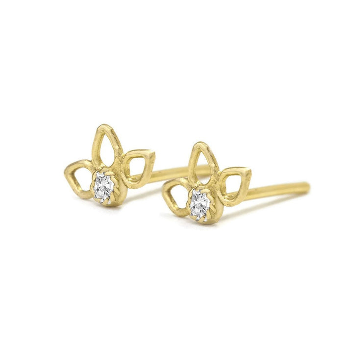 Diamond Lotus Stud Earrings - Lucie
