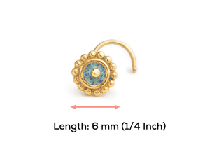 14k Gold and Enamel Tribal Nose Stud Jewelry - Emma